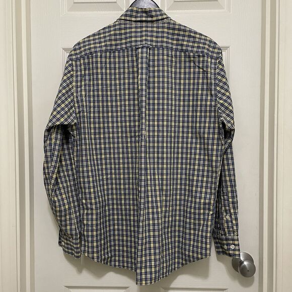 Nautica Wrinkle Resistant Blue & Yellow Plaid Button Down Dress Shirt Mens Large - Picture 3 of 6